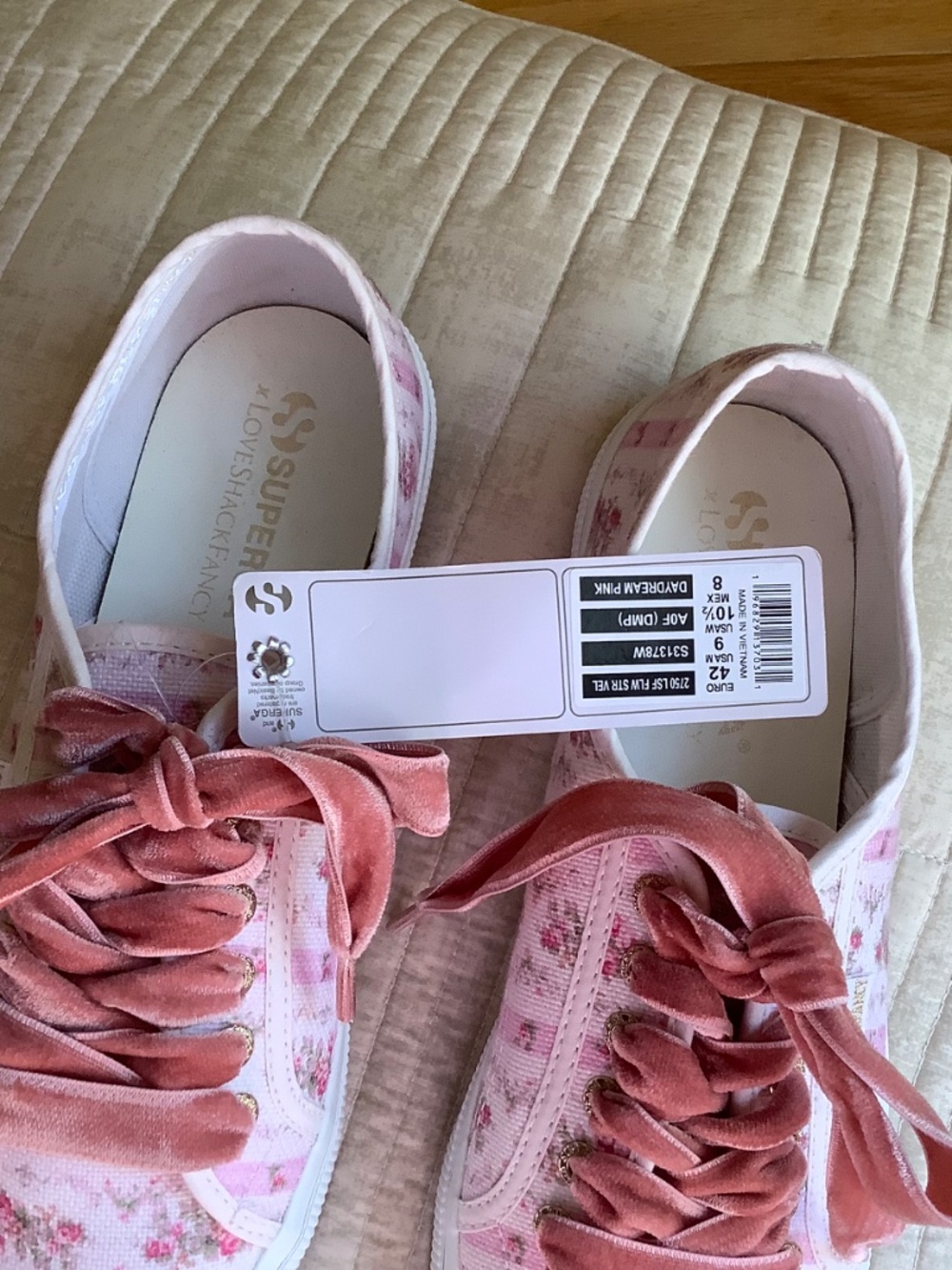 LoveShackFancy × Superga Classic Sneaker Pink floral SZ 10 - Picture 6 of 15